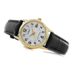 Casio LTP-V002GL-7BUDF női karóra, arany tok, fehér számlap, bőr szíj, WR30