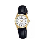Casio LTP-V002GL-7BUDF női karóra, arany tok, fehér számlap, bőr szíj, WR30