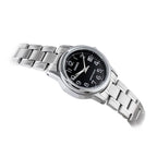 Casio LTP-V002D-1BUDF női karóra, ezüst acél szíj, fekete számlap, dátum