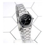 Casio LTP-V002D-1A női karóra, fekete számlap, acél szíj, 25 mm + doboz