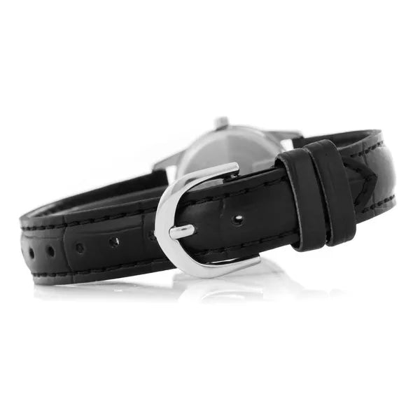 Casio LTP-V001L-1B női karóra, fekete bőr szíj, fekete számlap, 24 mm, WR30