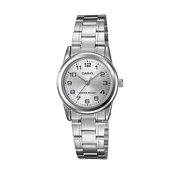 Casio LTP-V001D-7BUDF női karóra, ezüst acél, kvarc, WR30, 25 mm, díszdoboz