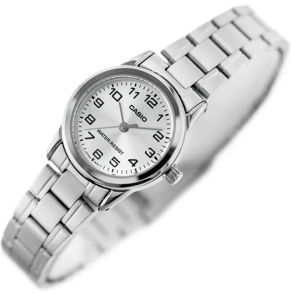 Casio LTP-V001D-7BUDF női karóra, ezüst acél, kvarc, WR30, 25 mm, díszdoboz