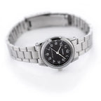 Casio LTP-V001D-1B női karóra, ezüst acélszíj, fekete számlap, WR30
