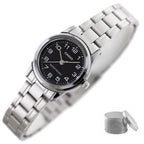 Casio LTP-V001D-1B női karóra, ezüst acélszíj, fekete számlap, WR30
