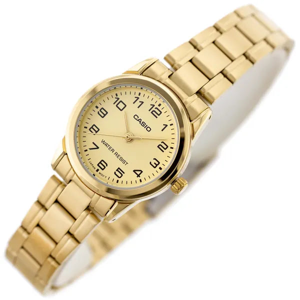 Casio LTP-V001G-9B női karóra, arany, acél szíj, 25 mm, WR30 + díszdoboz