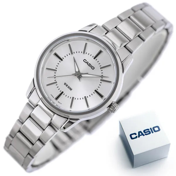Casio LTP-1303D-7AVDF női karóra, ezüst acél, 30 mm, WR50 + díszdoboz