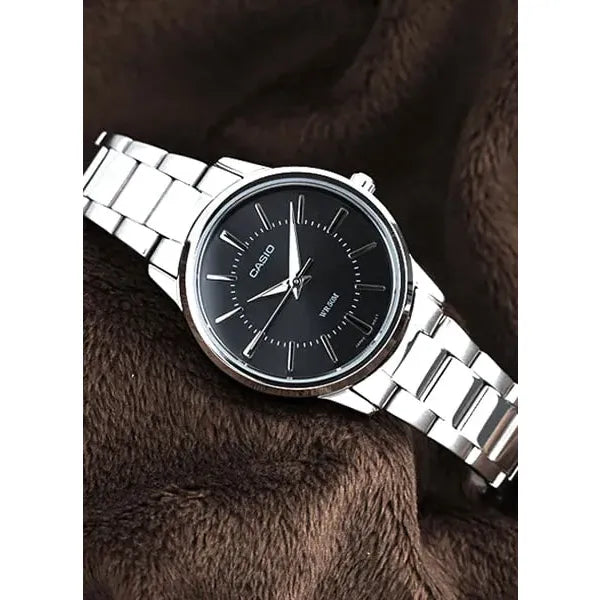 Casio LTP-1303D-1AVDF női karóra, 30 mm, acél szíj, fekete számlap, WR50