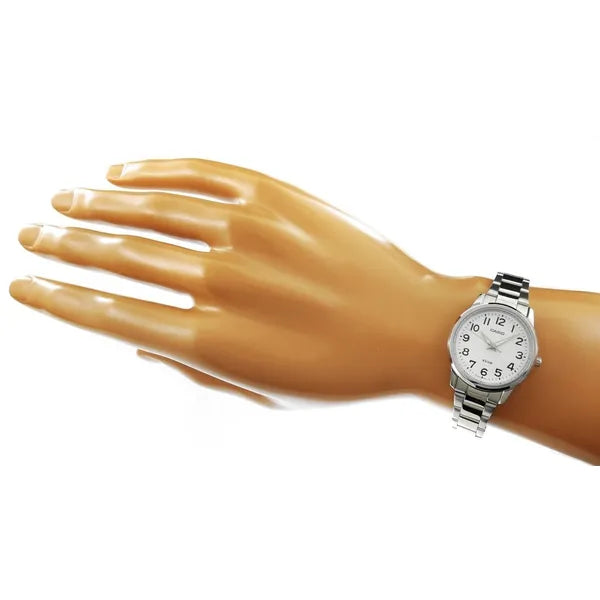 Casio LTP-1303D-7BVDF női karóra, 30 mm, rozsdamentes acél szíj, fehér számlap, WR50