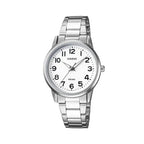Casio LTP-1303D-7BVDF női karóra, 30 mm, rozsdamentes acél szíj, fehér számlap, WR50