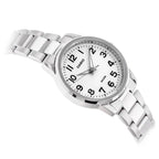 Casio LTP-1303D-7BVDF női karóra, 30 mm, rozsdamentes acél szíj, fehér számlap, WR50