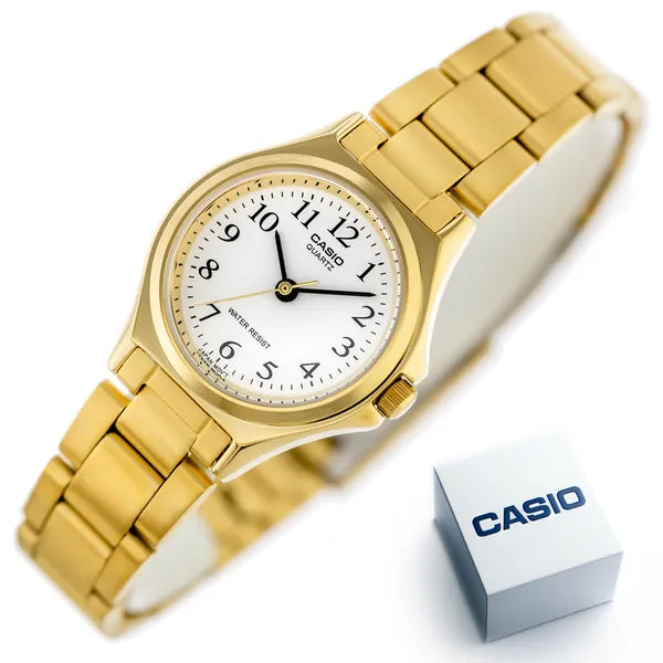Casio LTP-1130N-7B női karóra, kvarc, acél, arany-ezüst, fehér számlap, WR30