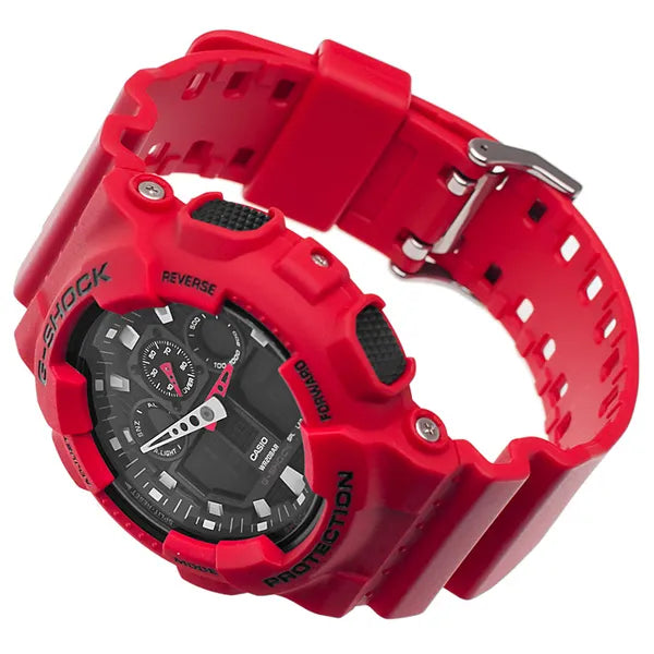 Casio G-Shock GA-100B-4AER férfi karóra, piros, fekete számlap, WR200
