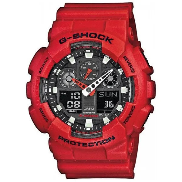 Casio G-Shock GA-100B-4AER férfi karóra, piros, fekete számlap, WR200