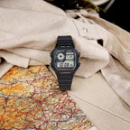 Casio férfi digitális karóra AE-1200WH-1AVCF, WR100, világidő, fekete