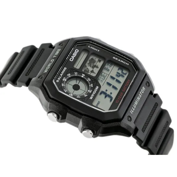 Casio férfi digitális karóra AE-1200WH-1AVCF, WR100, világidő, fekete