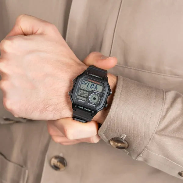 Casio férfi digitális karóra AE-1200WH-1AVCF, WR100, világidő, fekete