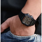 Casio férfi digitális karóra AE-1200WH-1AVCF, WR100, világidő, fekete