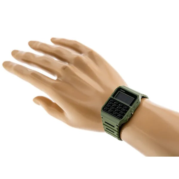 Casio Vintage férfi kalkulátoros digitális óra CA-53WF-3B, zöld, WR30