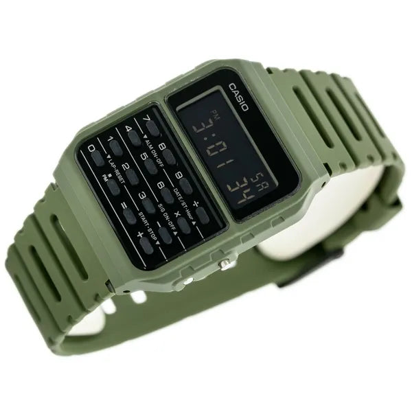 Casio Vintage férfi kalkulátoros digitális óra CA-53WF-3B, zöld, WR30