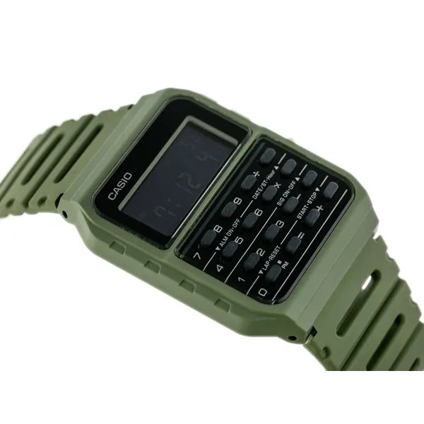 Casio Vintage férfi kalkulátoros digitális óra CA-53WF-3B, zöld, WR30