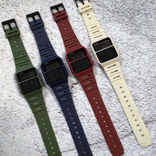Casio Vintage férfi kalkulátoros digitális óra CA-53WF-3B, zöld, WR30