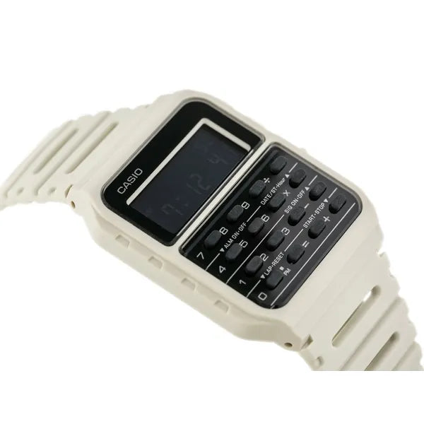 Casio Vintage CA-53WF-8B férfi kalkulátoros digitális óra, fehér, WR30