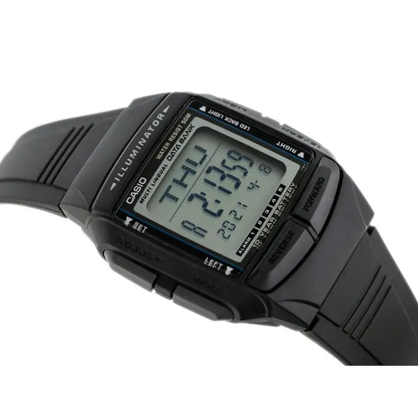Casio Vintage DB-36-1AVCR férfi digitális óra, fekete, WR50, Databank, díszdoboz