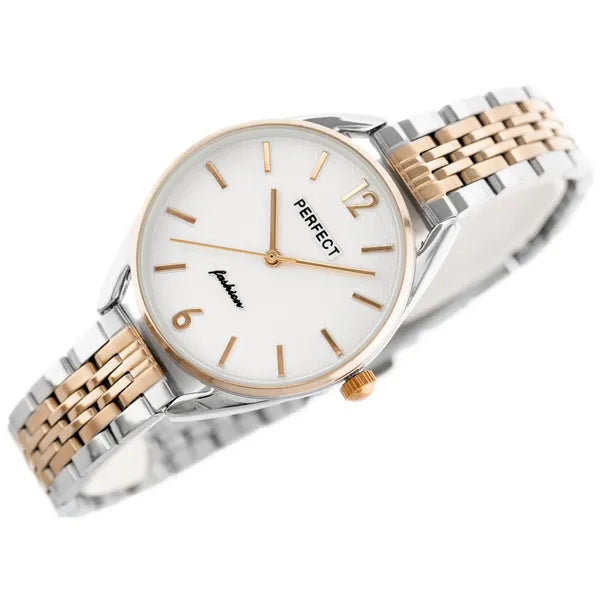 Női kvarc karóra ezüst–rozéarany, 34 mm, WR30, fém szíj + doboz