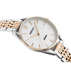 Női kvarc karóra ezüst–rozéarany, 34 mm, WR30, fém szíj + doboz