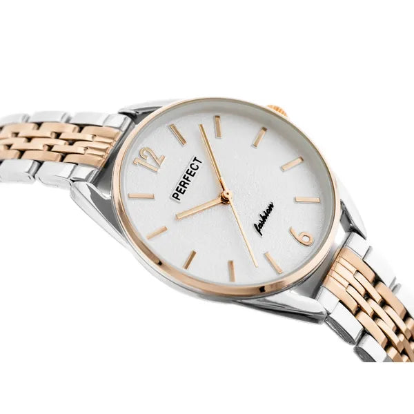 Női kvarc karóra ezüst–rozéarany, 34 mm, WR30, fém szíj + doboz