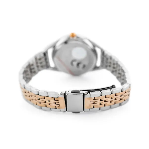 Női kvarc karóra ezüst–rozéarany, 34 mm, WR30, fém szíj + doboz