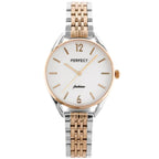 Női kvarc karóra ezüst–rozéarany, 34 mm, WR30, fém szíj + doboz