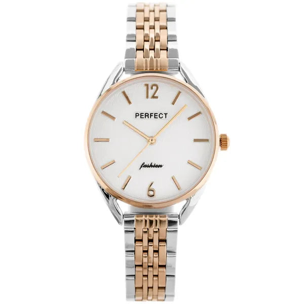 Női kvarc karóra ezüst–rozéarany, 34 mm, WR30, fém szíj + doboz