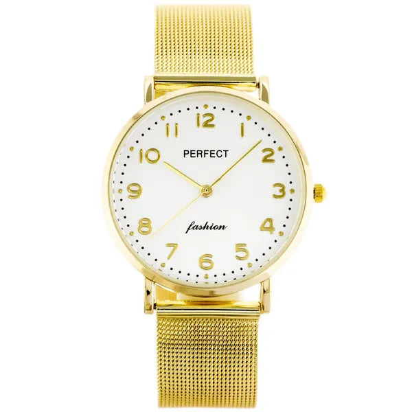 Perfect F332 női karóra, arany hálós szíj, ezüst számlap, 36 mm, WR30