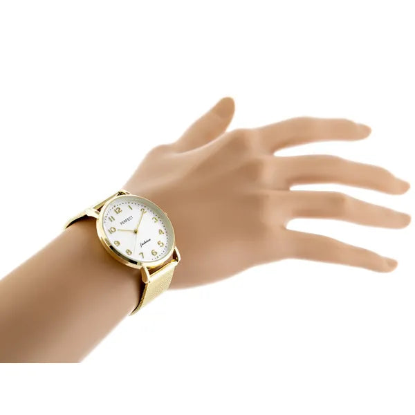 Perfect F332 női karóra, arany hálós szíj, ezüst számlap, 36 mm, WR30