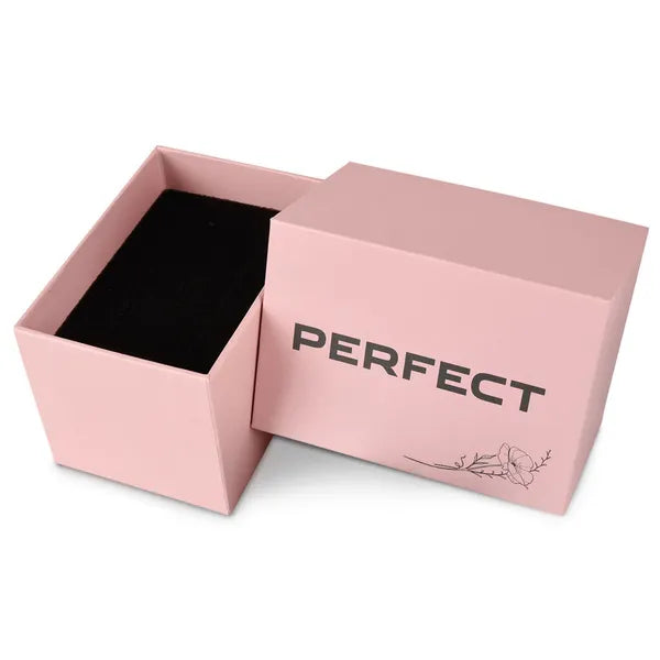 Perfect női karóra, kvarc, ezüst számlap, fekete bőr szíj, WR30, 34 mm