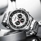 Curren 8399 férfi kronográf kvarc karóra, acél szíj, 42 mm, ezüst, WR30, doboz