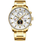 Curren 8362 férfi kronográf kvarcóra, 42 mm, arany fémszíj, WR30, díszdoboz