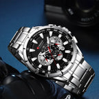 Curren 8363 férfi karóra kronográf kvarc ezüst fémszíj fekete számlap 42 mm