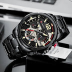 Curren 8395 férfi kronográf kvarc karóra, fekete, fém szíj, 40 mm