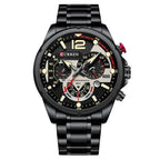 Curren 8395 férfi kronográf kvarc karóra, fekete, fém szíj, 40 mm