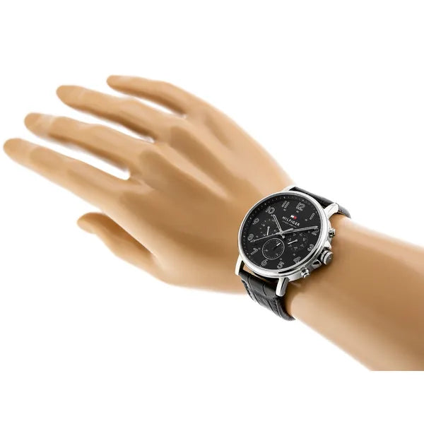 Tommy Hilfiger Daniel 1710381 férfi karóra, bőr szíj, fekete, 46 mm, WR50