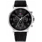 Tommy Hilfiger Daniel 1710381 férfi karóra, bőr szíj, fekete, 46 mm, WR50