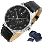 Tommy Hilfiger Daniel 1710381 férfi karóra, bőr szíj, fekete, 46 mm, WR50