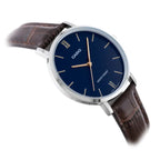 Casio LTP-VT01L-2B női karóra, kék számlap, barna bőr szíj, 34 mm