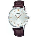 Casio LTP-VT01L-7B2UDF női karóra, 34 mm, barna bőr, WR30, ezüst számlap