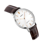 Casio LTP-VT01L-7B2UDF női karóra, 34 mm, barna bőr, WR30, ezüst számlap
