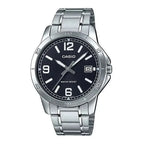 Casio férfi karóra MTP-V004D-1B2, acél szíj, 42 mm, WR30, dátum, díszdobozzal