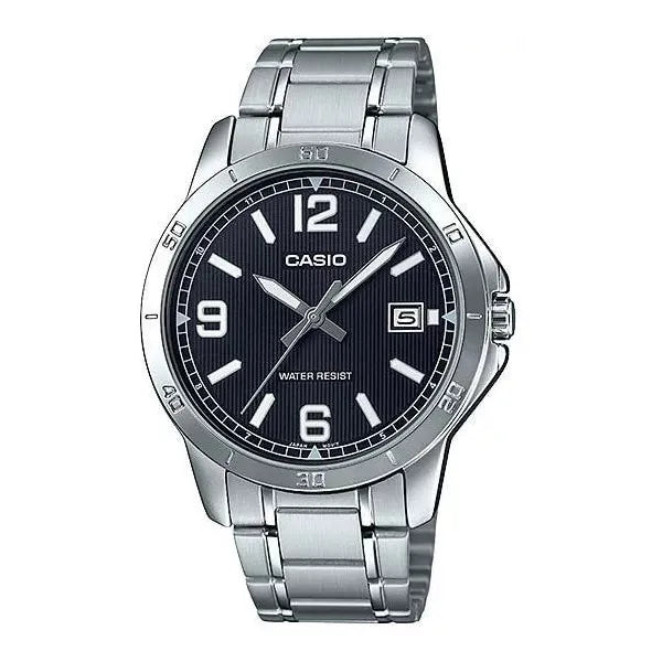 Casio férfi karóra MTP-V004D-1B2, acél szíj, 42 mm, WR30, dátum, díszdobozzal